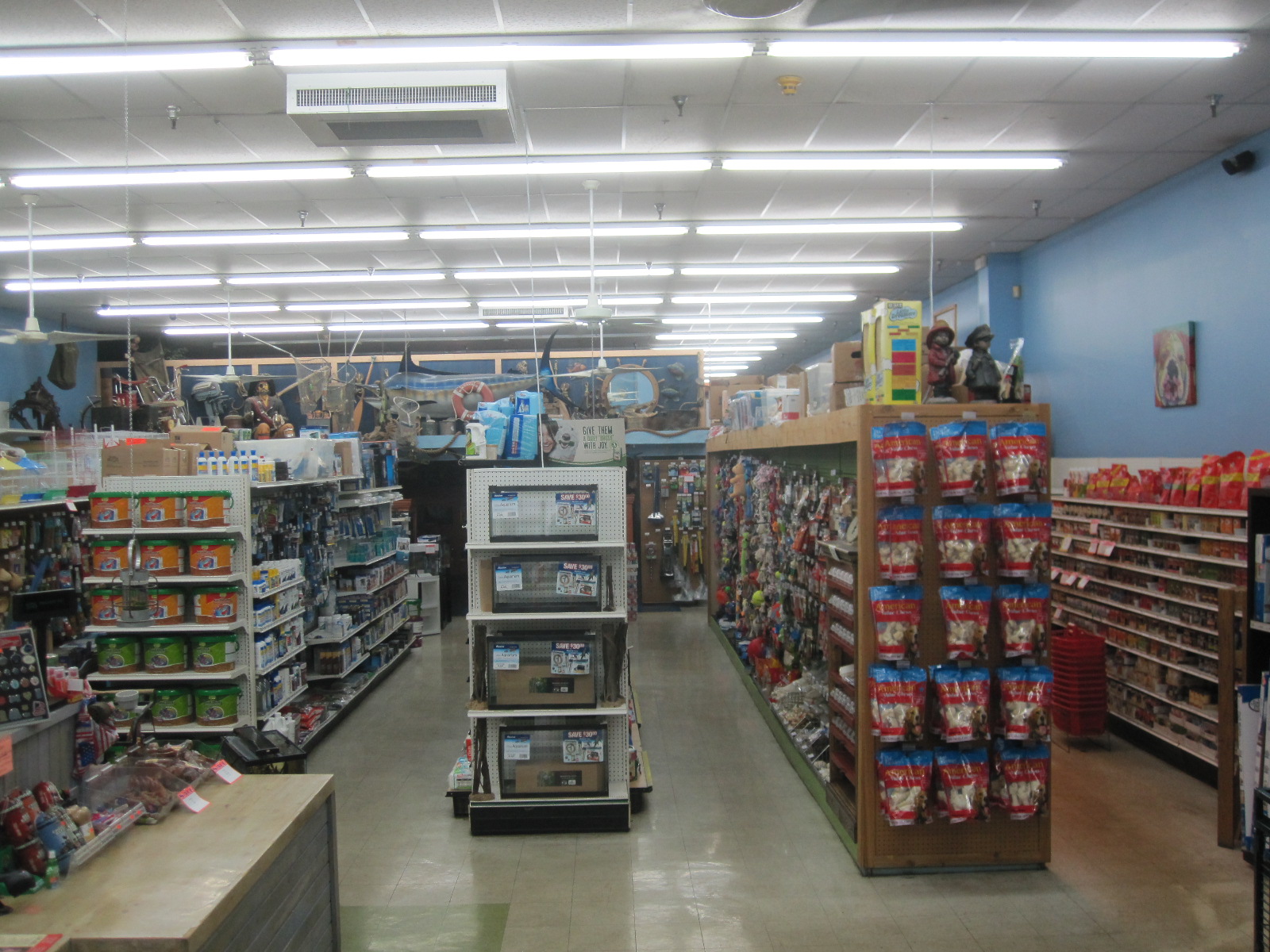   Aisles of supplies for all your pets    