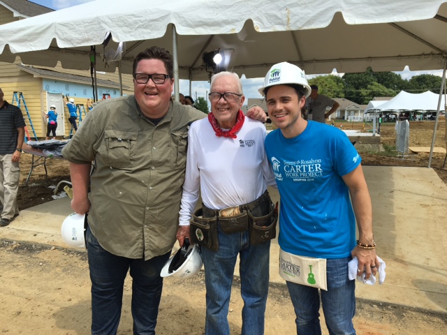 American Idol winner Kris Allen with President Carter at Habitat for Humanity Build in Memphis