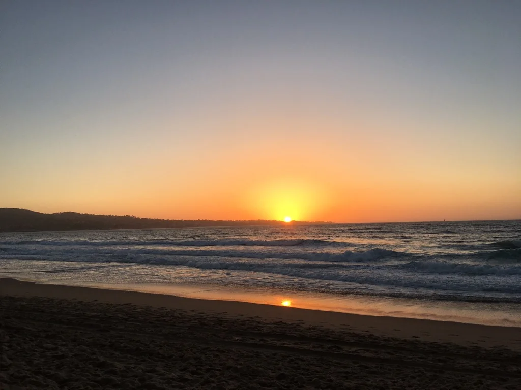 Sunset over the downtown Monterey peninsula.