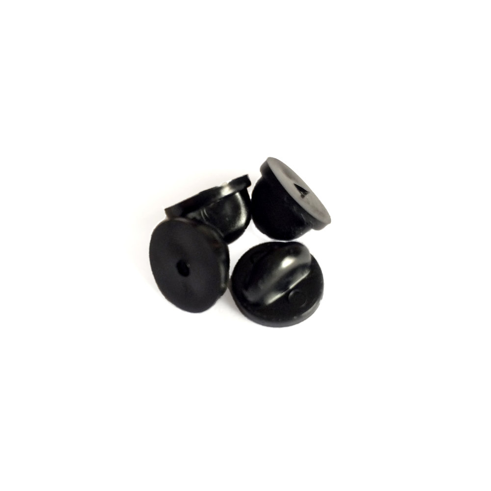 Black Rubber Pin Backs — * * * NO LUCK * * *