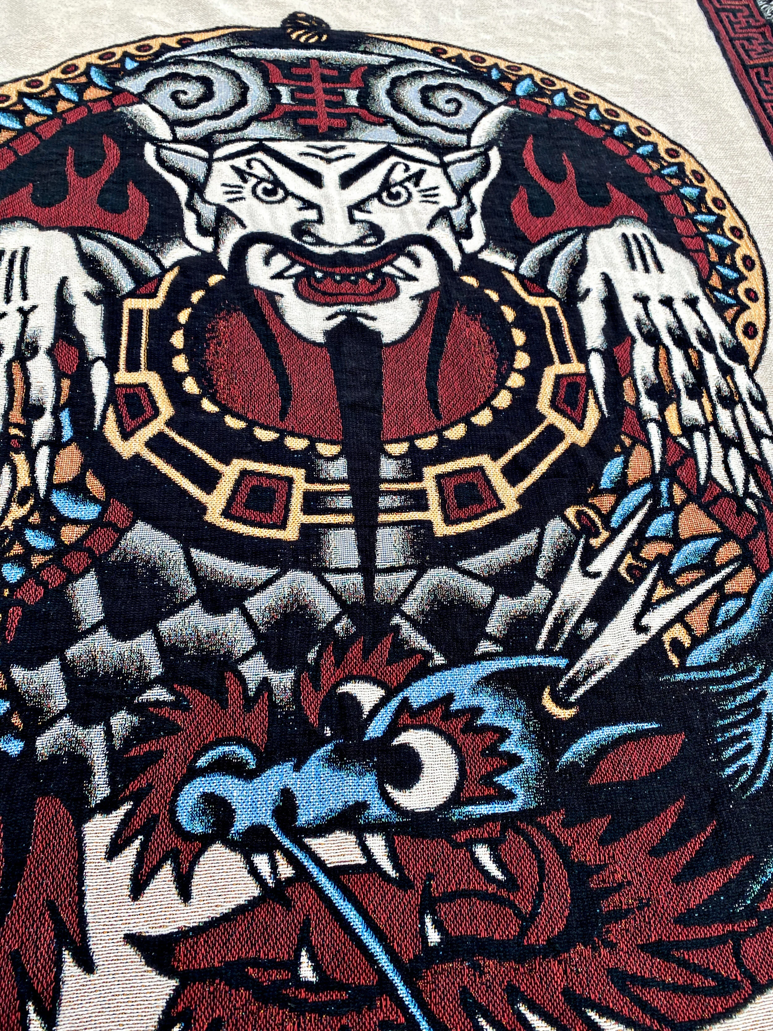 Huck-spaulding-rogers-tattoo-woven-throw-blanket-tapestry-b2