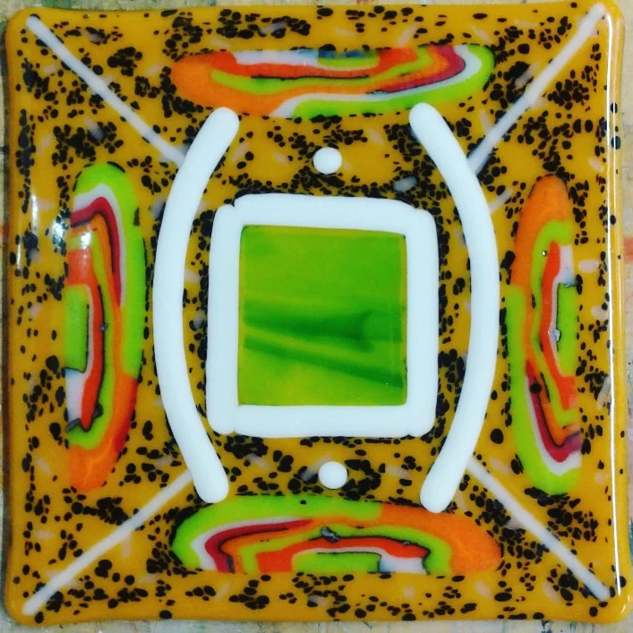 Tiger Dream, 6.5x6.5", fused glass