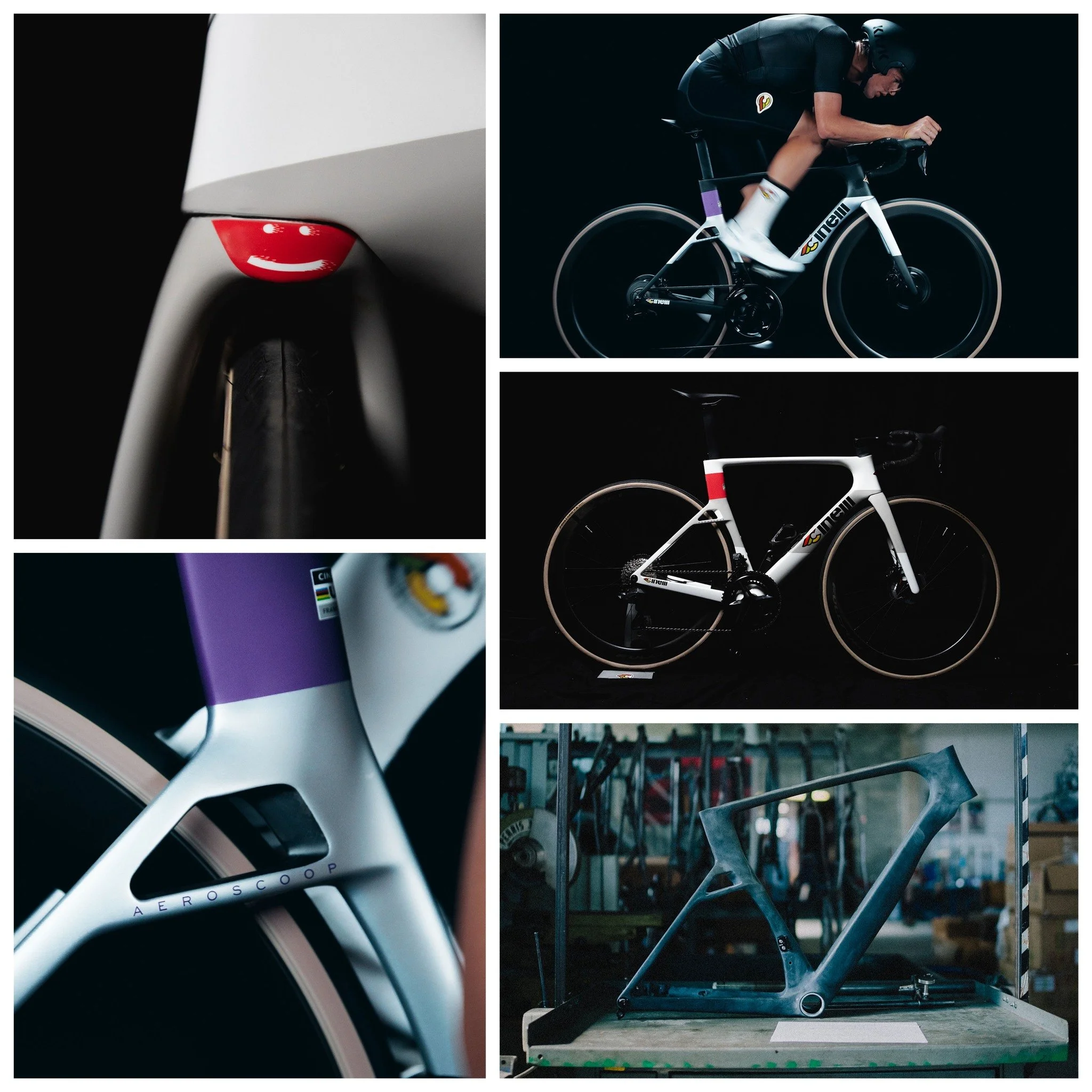Cinelli 空氣動力學碳纖維公路車，設計的最新技術 ~ 
Pressure 2 之後的最新型號 *Aeroscoop*

・M碼: 車架: 950 grames / 前叉: 370 grames
・雙臂後上叉設計 (德國風洞測試，新款後上叉分為雙臂，中間設有導流槽，可引導氣流繞過車架，進而降低風阻，提升騎乘效率。)
・最大可使用 34mm 闊度輪胎
・UDH 波腳鈎兼容
・使用碳纖維複合材料Torayca ，包括T1100, T800 &amp; T700
・Bottom bracket 五
