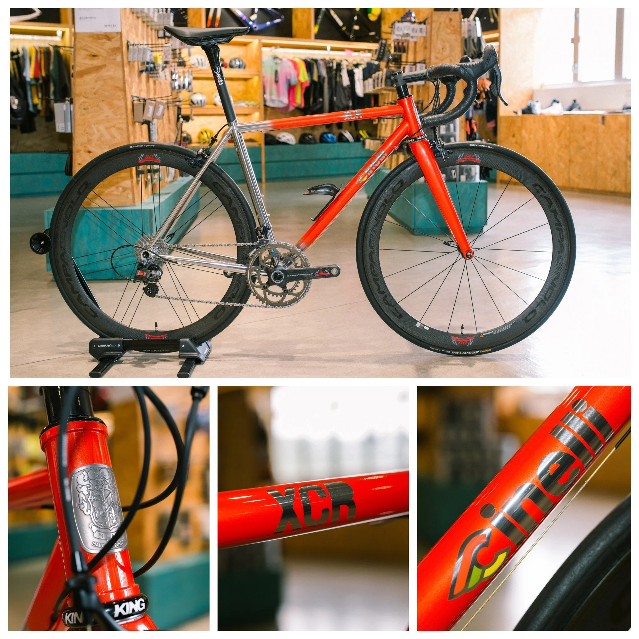 Cinelli XCR Frameset x Campagnolo Super Record 80th Anniversary Groupset 

Cinelli XCR Bike x 11Speed 

&bull;Campagnolo Super Record 80th Anniversary Crankset 50/34 
&bull;Campagnolo Super Record 80th Anniversary Cassette 11-27
&bull;Campagnolo Supe