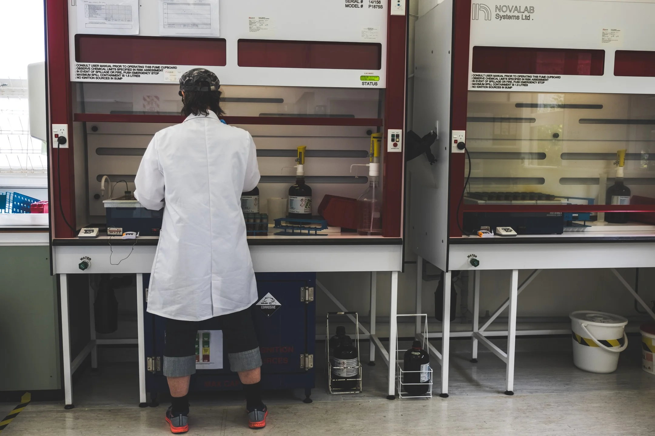 MaryAnne at work in one of the fumehoods