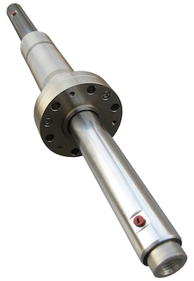 Double ended hydraulic cylinder with mechanical fail safe for discharge valve operation. 