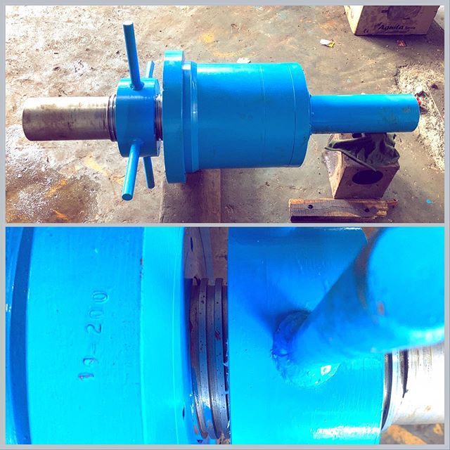 Custom built hydraulic cylinder which doesn&rsquo;t look like one, made for huber group. This one can push 122 tons and positively hold it with this strategically placed square threaded nut on the ram. #hydrauliccompany #hydrauliccylinder #custombuil