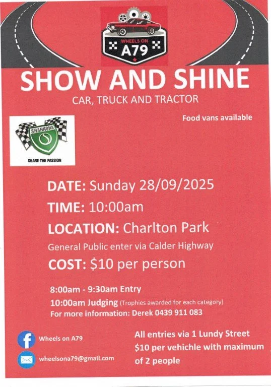 Wheels on A79 Show & Shine