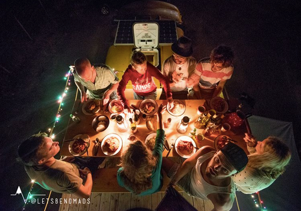Doin' it right. If you already own a hostel on wheels, better equip it with a roof top bar.