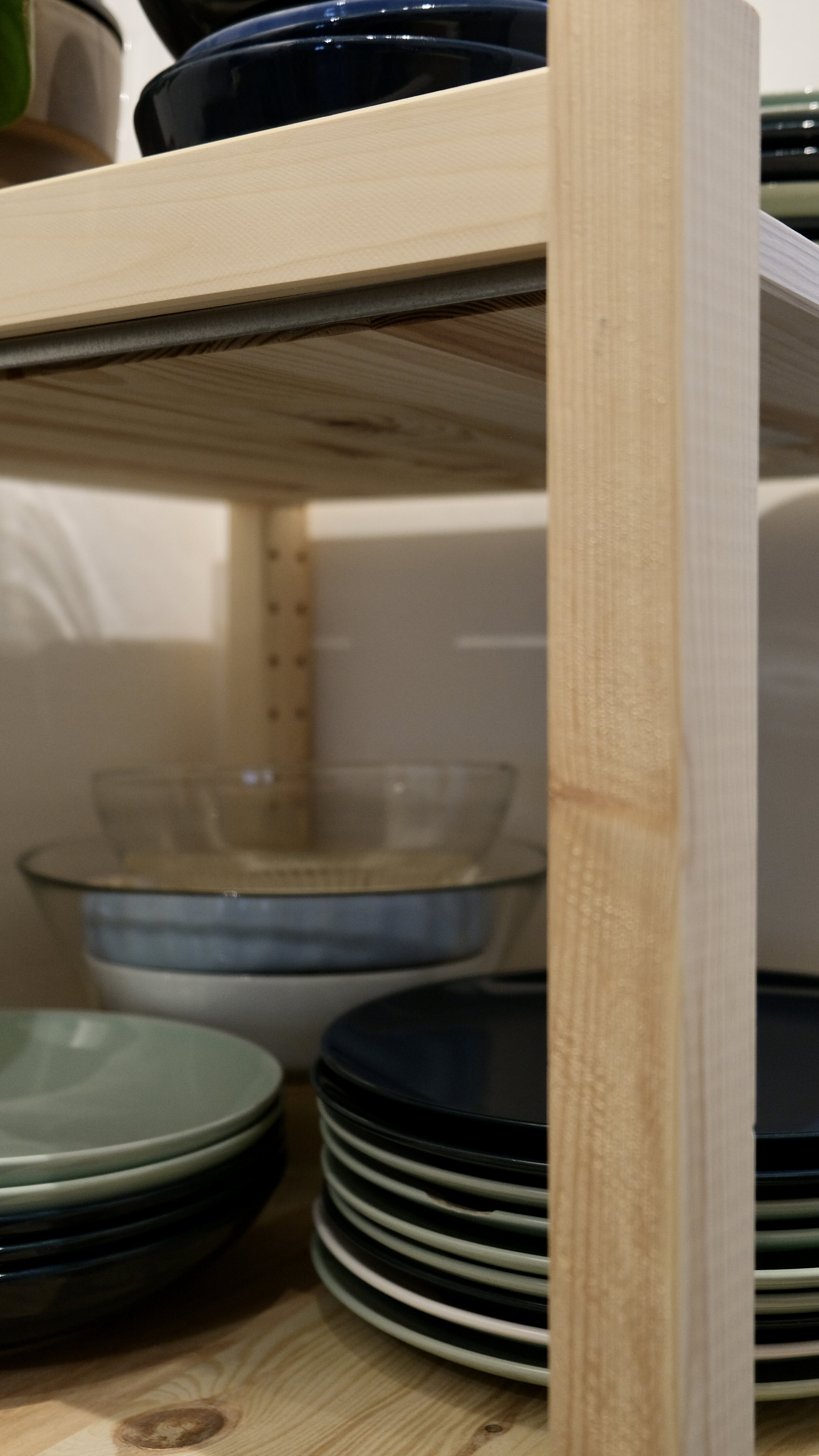 close-up of the kitchen shelve in the event space
