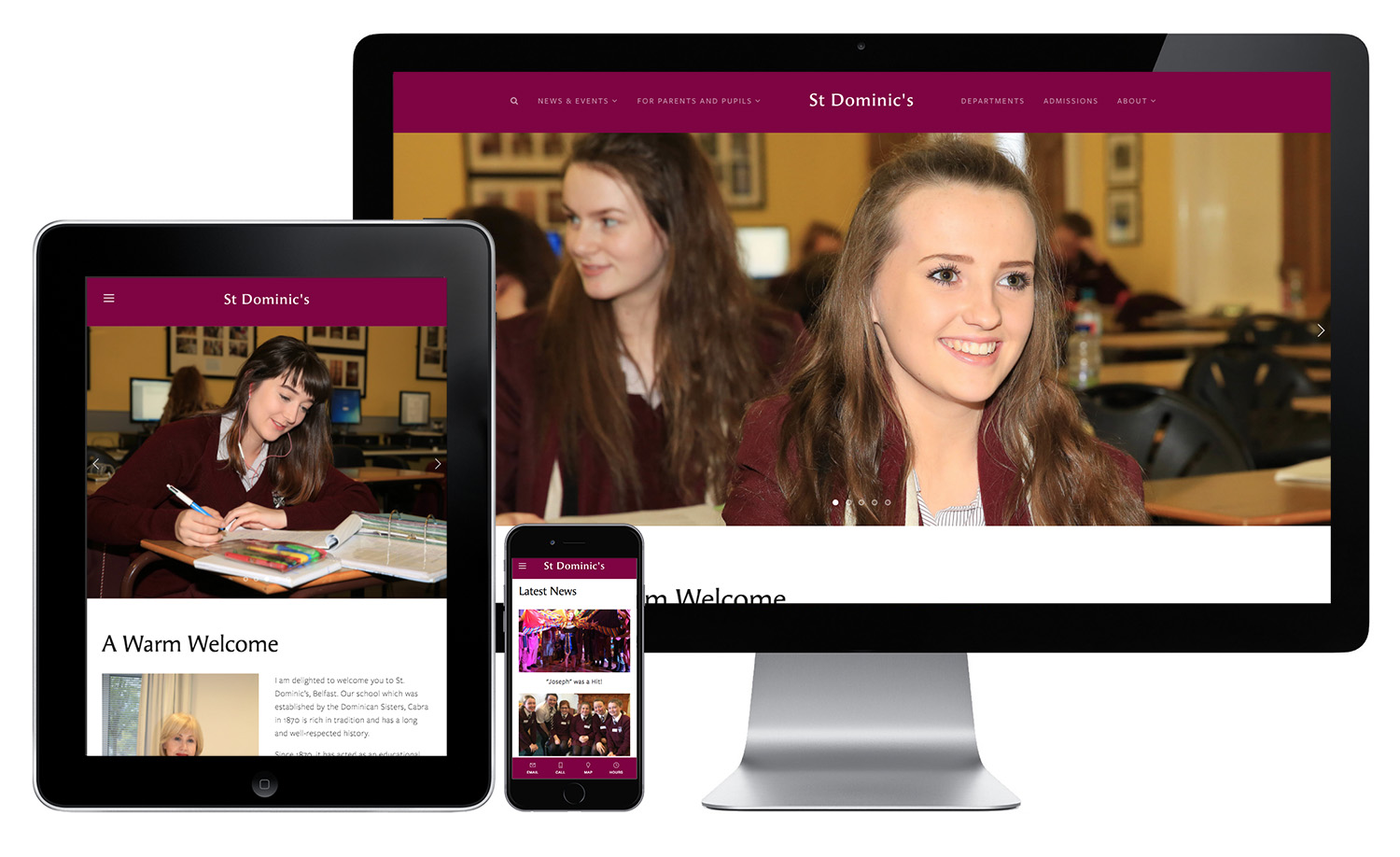 St. Dominic's Website on different devices