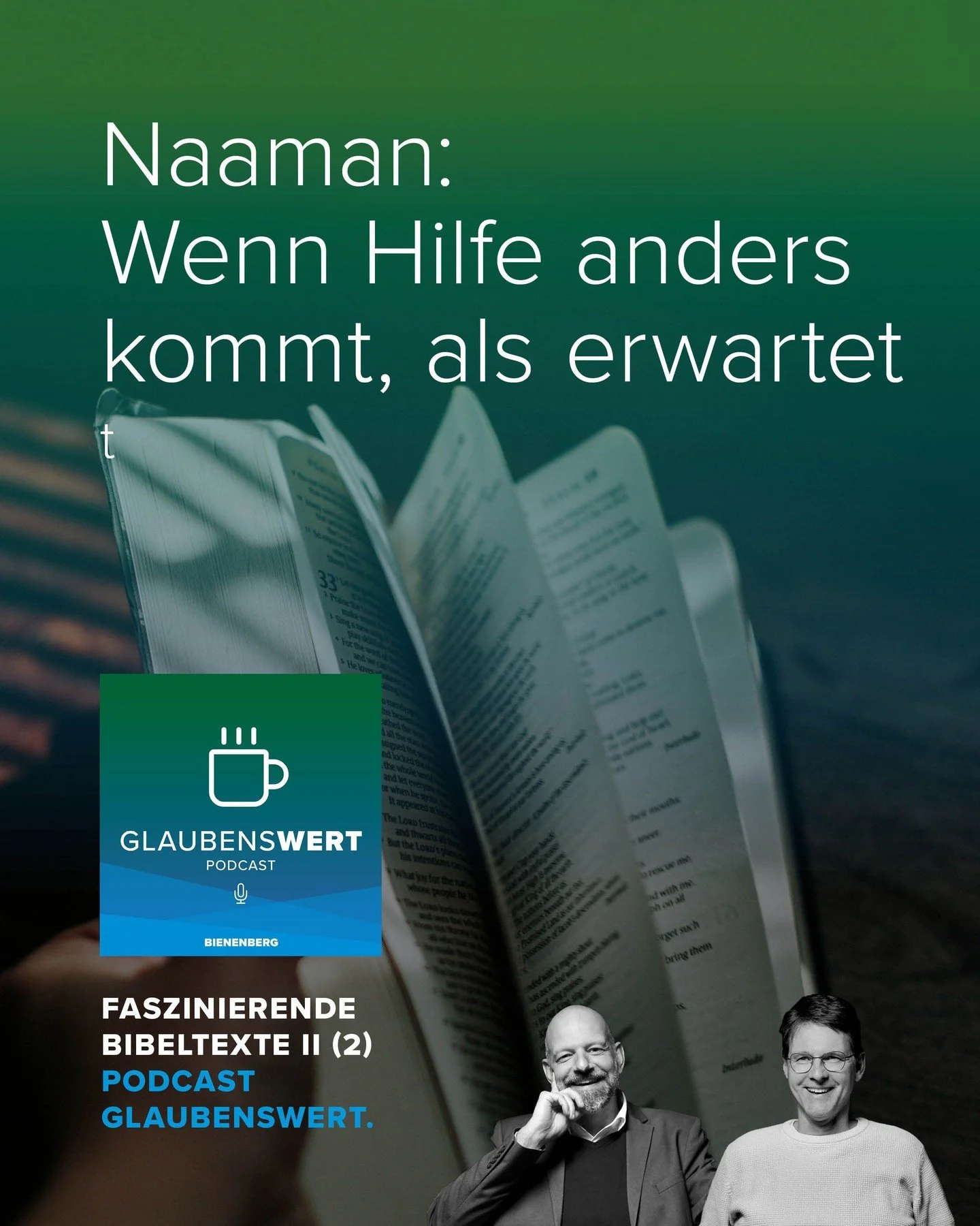 FASZINIERENDE BIBELTEXTE 2: Naaman - wenn Hilfe anders kommt, als erwartet 

Warum musste Naaman genau siebenmal im Jordan untertauchen? Martin Benz und Lukas Amstutz diskutieren, warum geistliches Wachstum oft durch best&auml;ndige, kleine Schritte 