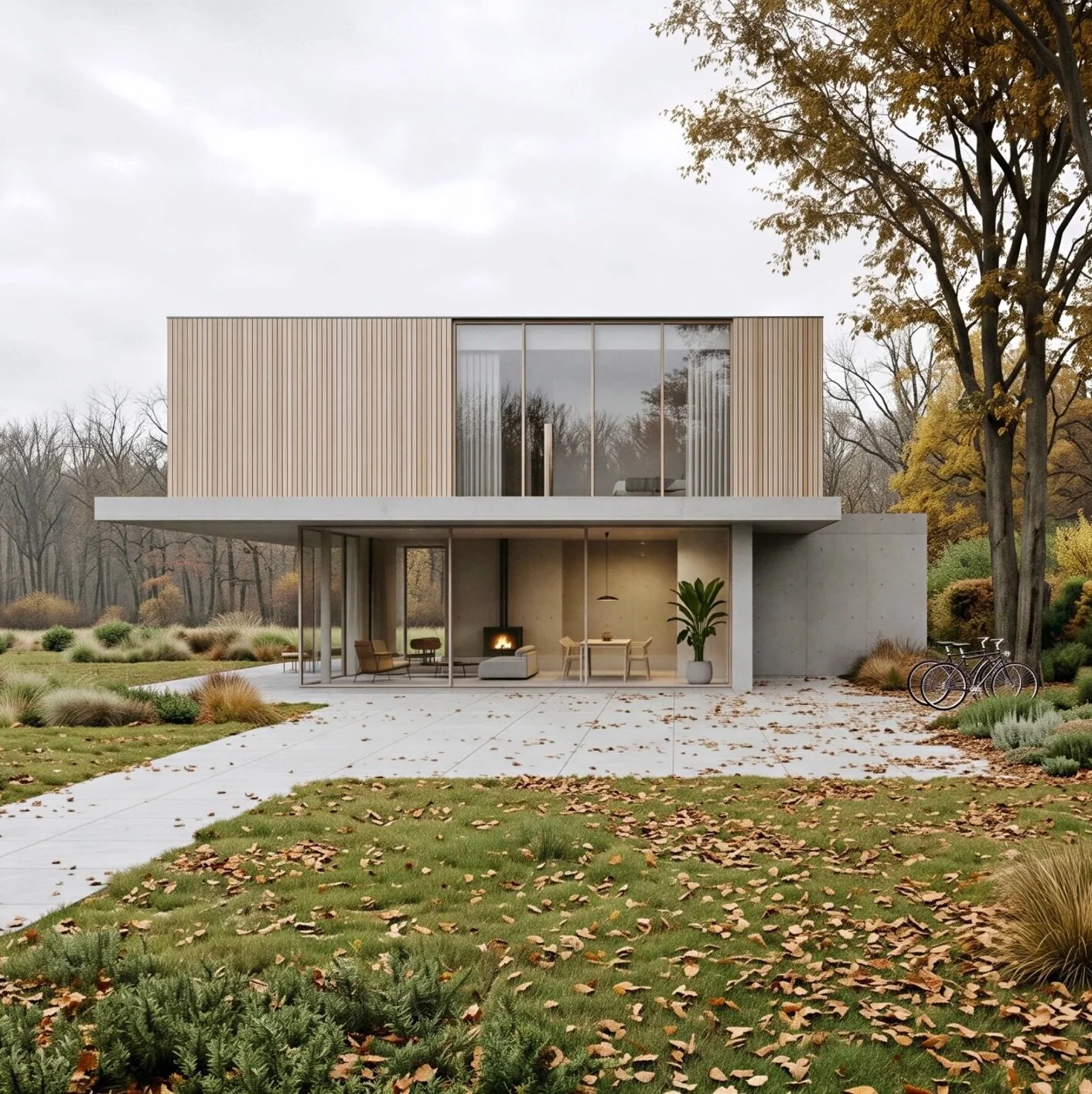 When we received the initial sketches from the architect for this project, the goal was simple but massive: make a sharp, brutalist concrete base feel entirely at home in a soft, overcast autumn landscape.
It&rsquo;s all about the tension between tha