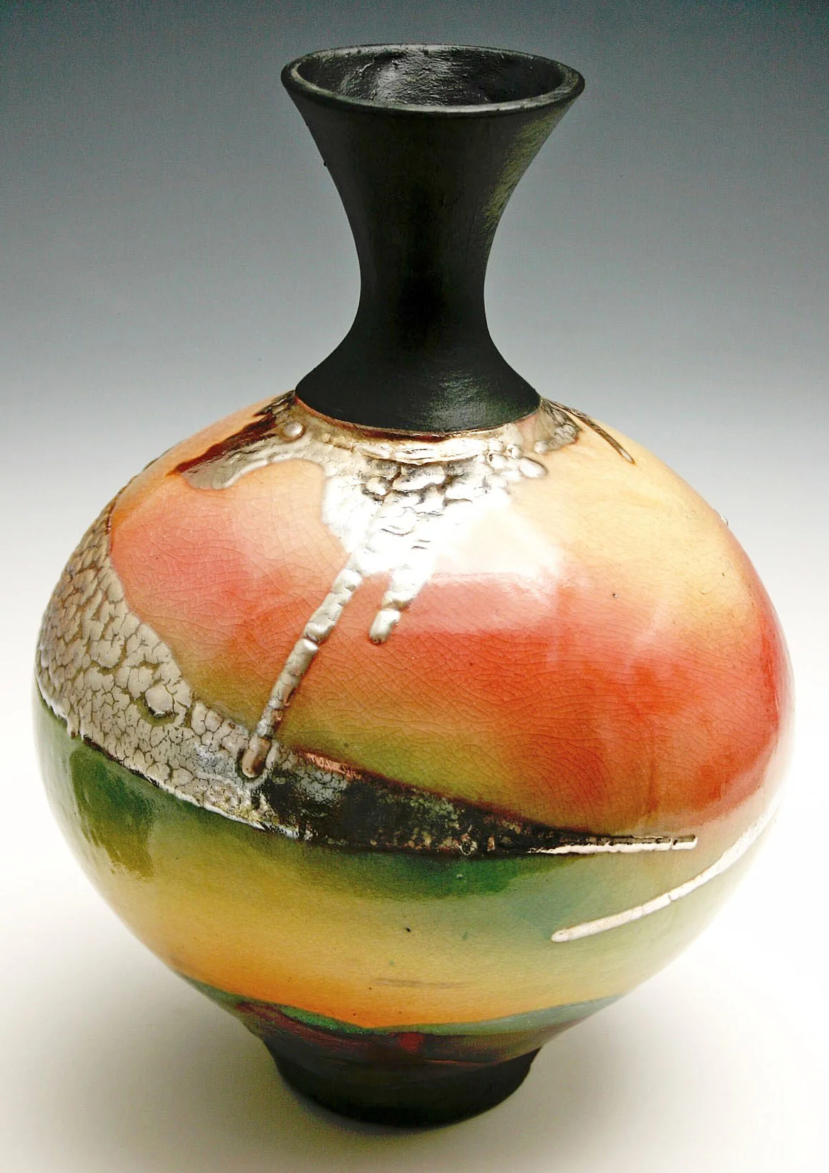 Pottery Raku Vase Tall Neck.jpg