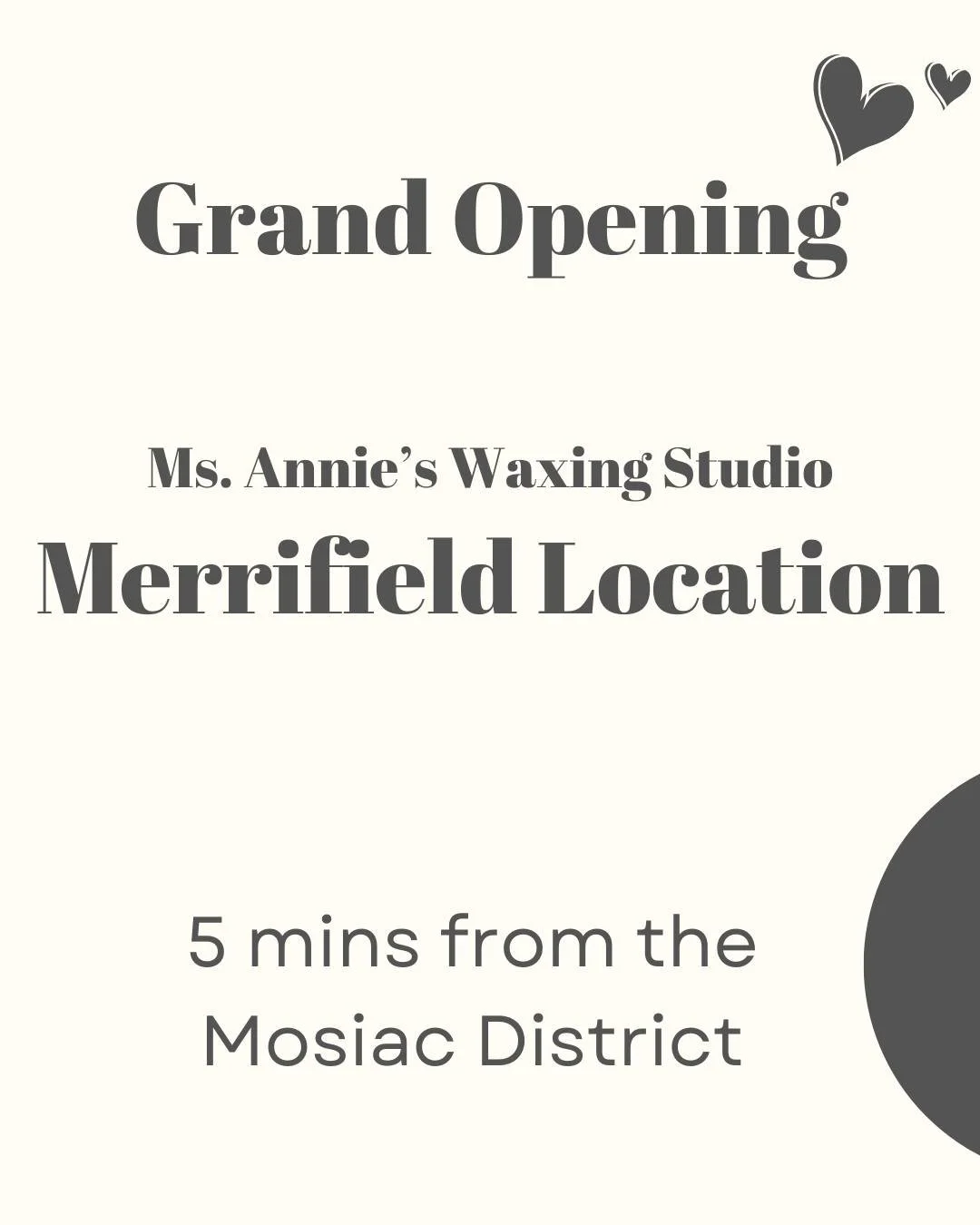 Grand Opening | Ms. Annie's Waxing Studio - Merrifield

8622 Lee Hwy Ste E, Fairfax VA 22031
(Inside @msacreativestudio)

Booking link in Bio

#dmvboutiquewaxing #msawaxing