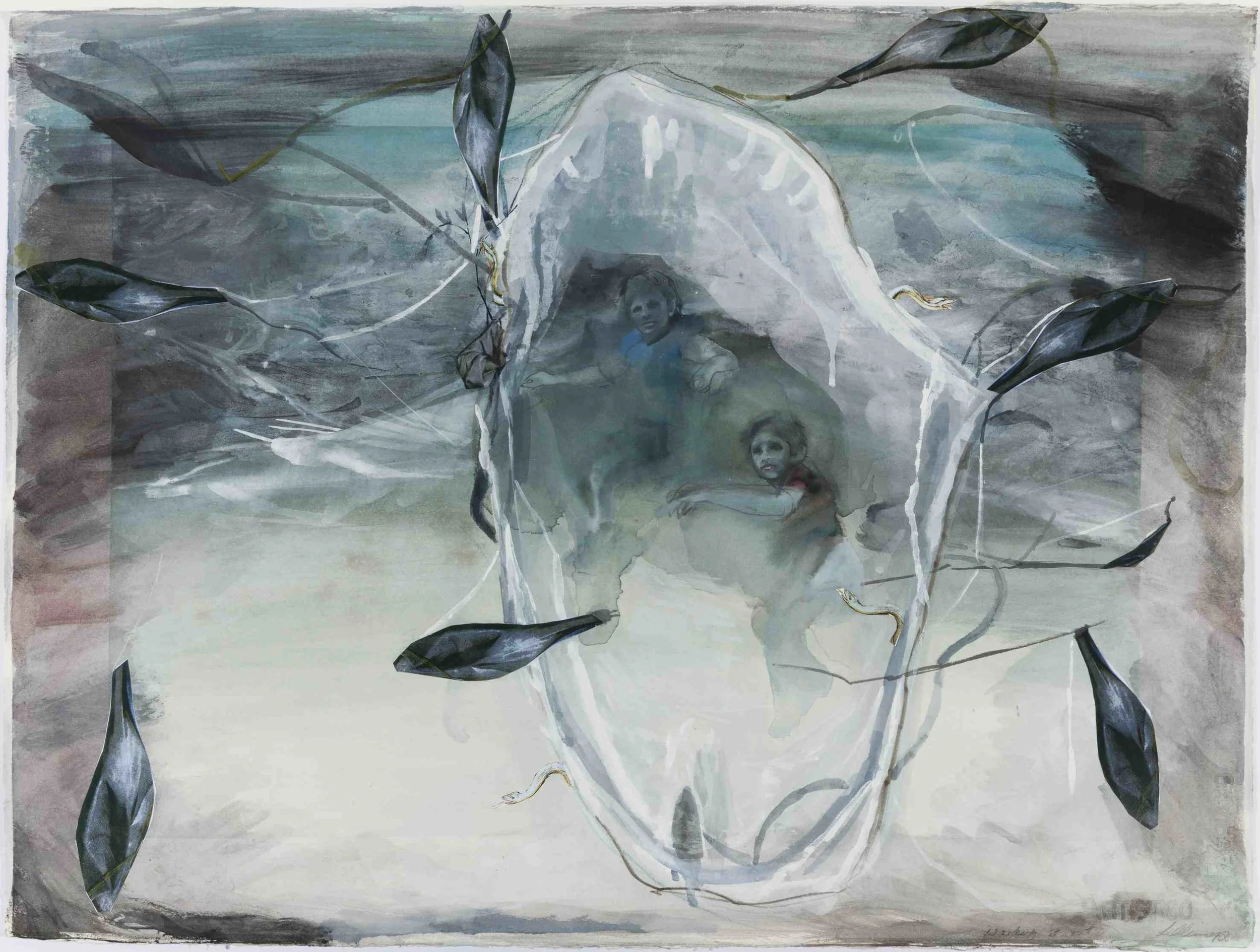 Working it out, Mixed media on Arches, 56cm x 76cm