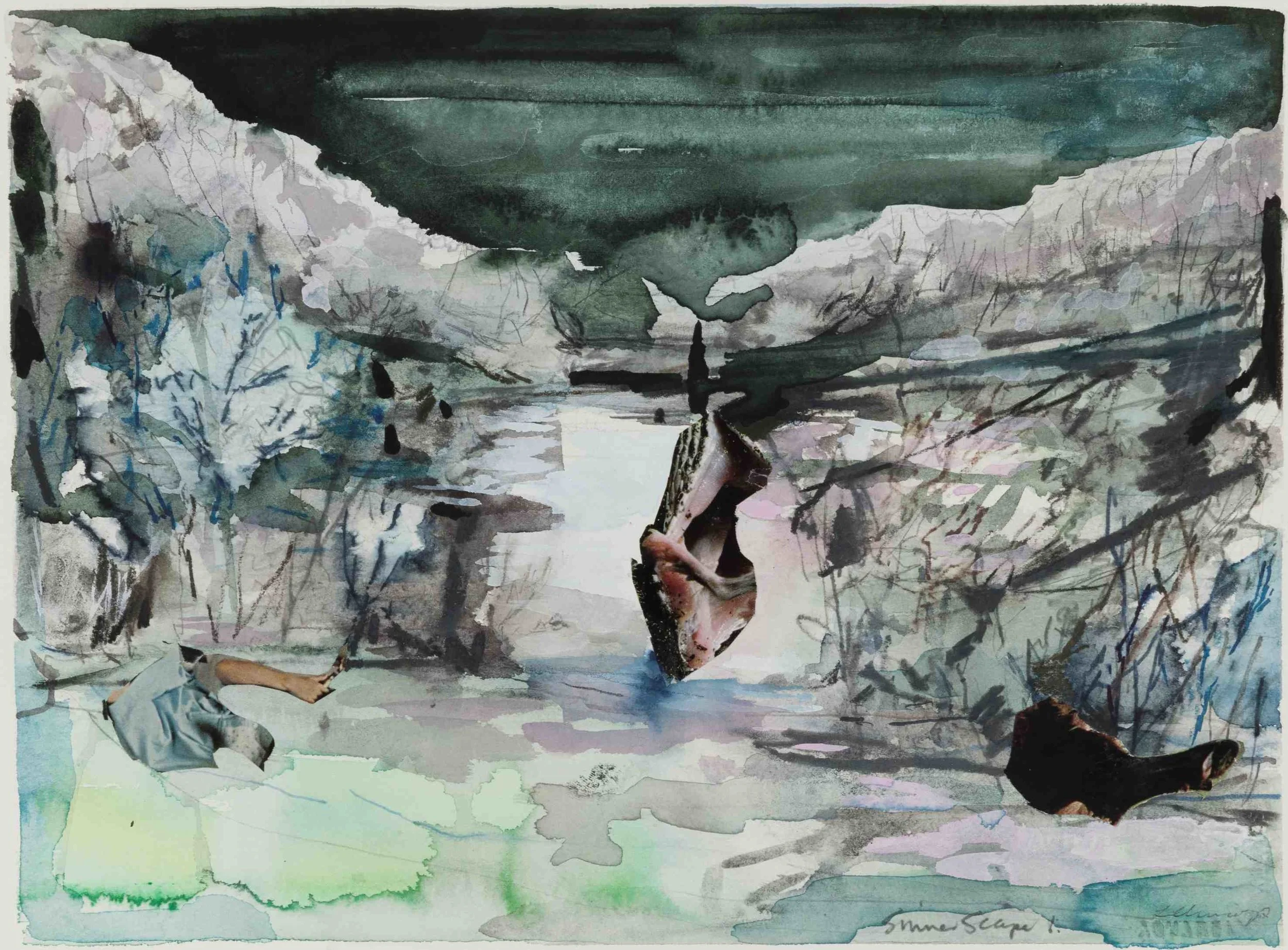 Sinnerscape 1, Mixed media on Arches, 28cm x 38cm