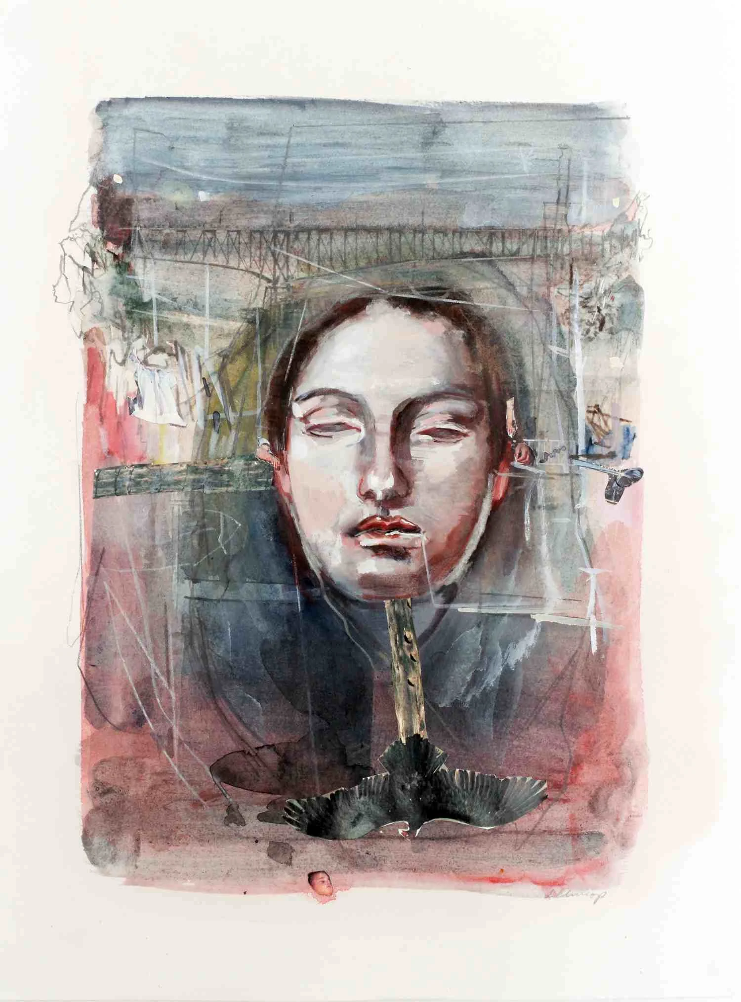 Pendulum, Mixed media on Arches, 46cm x 37cm