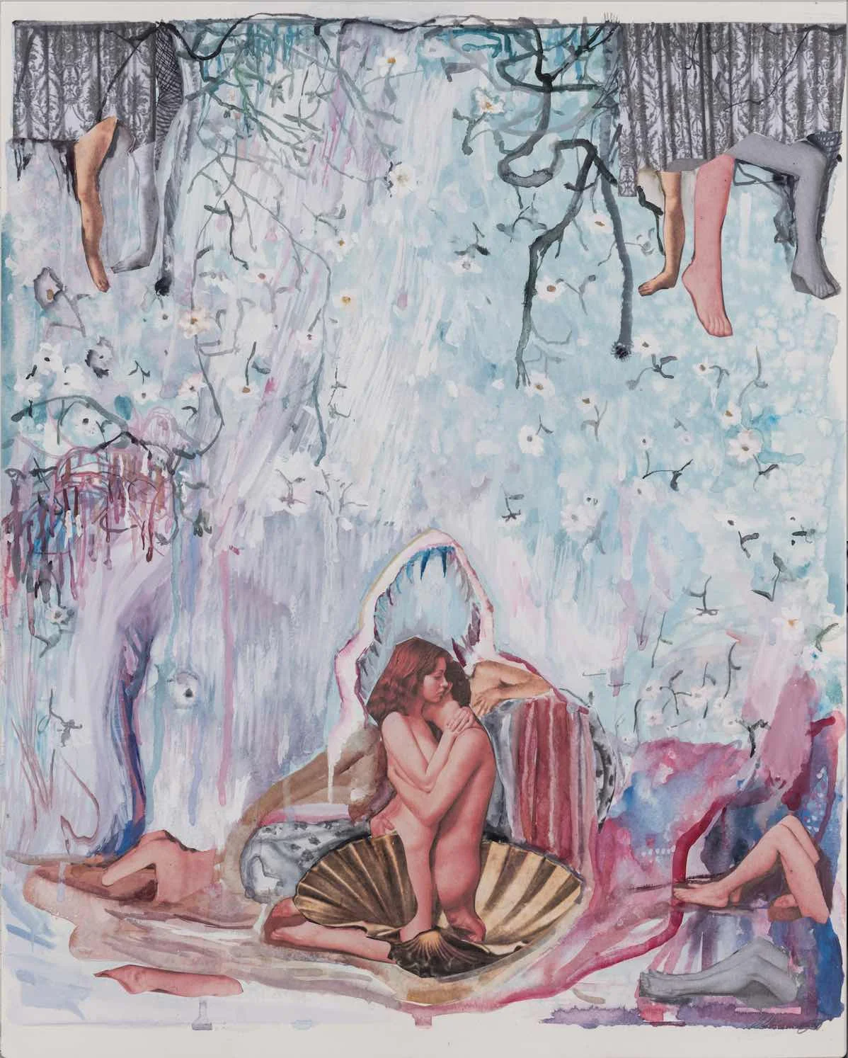 'Il pleut à Eygalières' (Raining in Eygalières) mixed media and photomontage on paper 51cm x 40.5cm