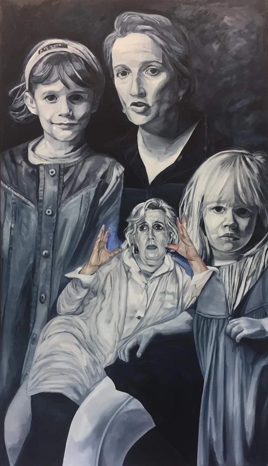 'Jane Caro' (author, lecturer, social commentator, columnist, speaker, awarded advertising writer, broadcaster), oil on canvas, 210cm x 125cm , 2017, Collection of Jane Caro.