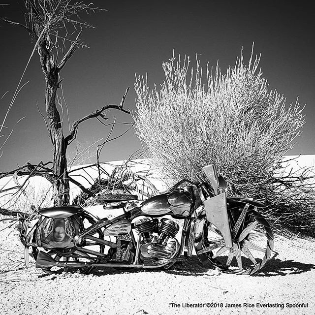 &quot;The Liberator&quot; spoon motorcycle sculpture took Grand Champion at the Otero County Fair! 
#SpoonMotorcycle #JamesRice #Harley #art #MotoArt #HD #WWII #EverlastingSpoonful #FineArt #WLA #Warbike #Veteran #HarleyDavidson #allspoons #spoons #m