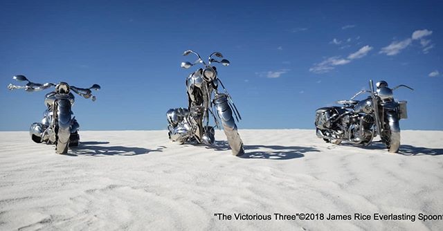One more of my winning sculptures together at White Sands. From left to right: &quot;The Scorpion&quot;, &quot;The Mantis&quot;, and &quot;The Liberator&quot;. Just missing &quot;The Roadrunner&quot;, it was still up in Albuquerque. Their respective 