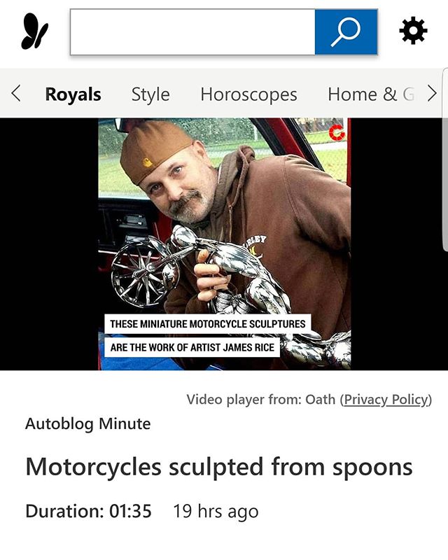 #MSNLifestyle article done about my spoon motorcycle sculptures this last week. 
#SpoonMotorcycle #art #sculpture #JamesRice #motoart #EverlastingSpoonful #mototrcycleart