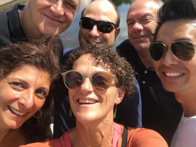 Helen Montelone, James Gourlay, Sam Buccigrossi, Ken Russo, Koichiro Suzuki, and Lea Havas stop for lunch in Hawley, PA.