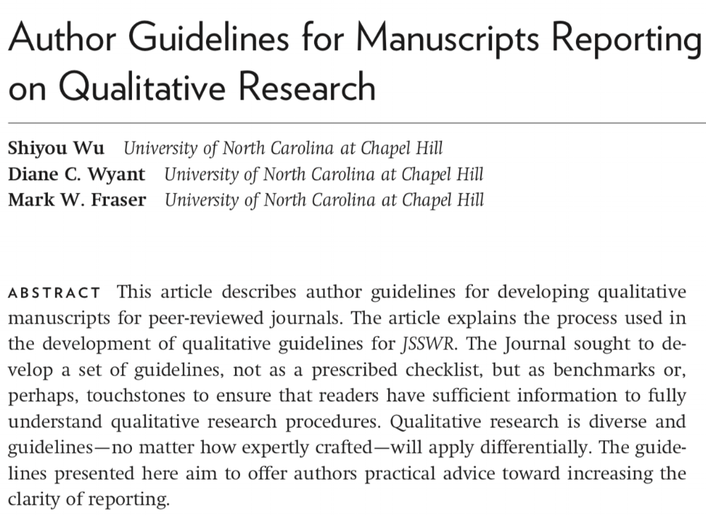 Author Guidelines For Manuscripts Reporting On Qualitative Research