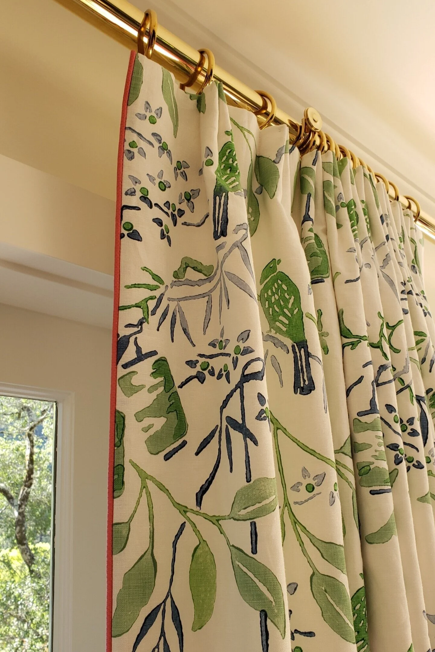 Galbraith &amp; Paul, Sumi fabric in Malachite on Logan White Linen drapery