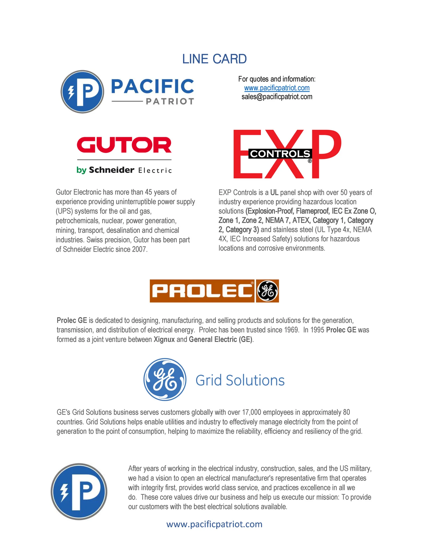 Line Card GE General Electric Grid Solutions Gutor Switchgear ...