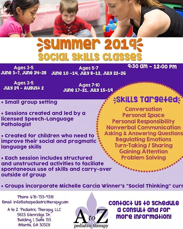 Check out our summer social skills groups for children ages 3-10!! Give us a call or visit the website in our bio if you have questions or want some more information.