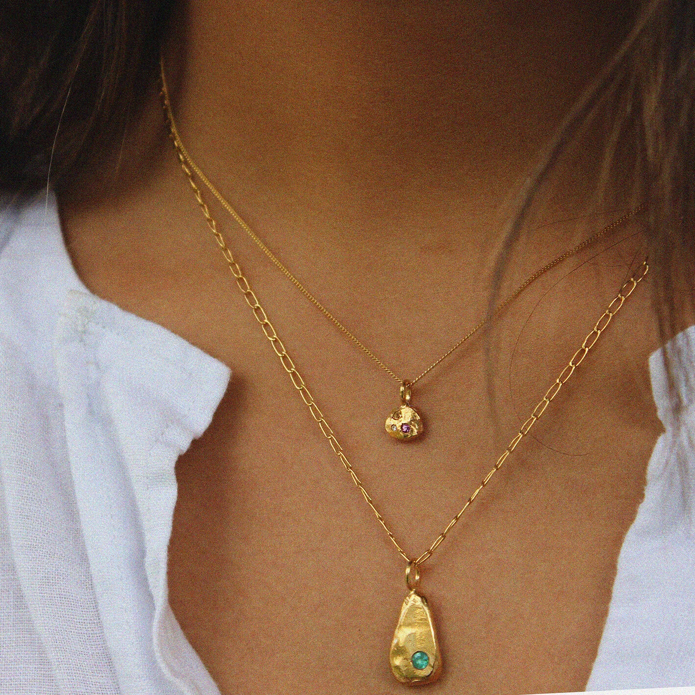 Gemstone Mini Molten Pendant — Ella Stern