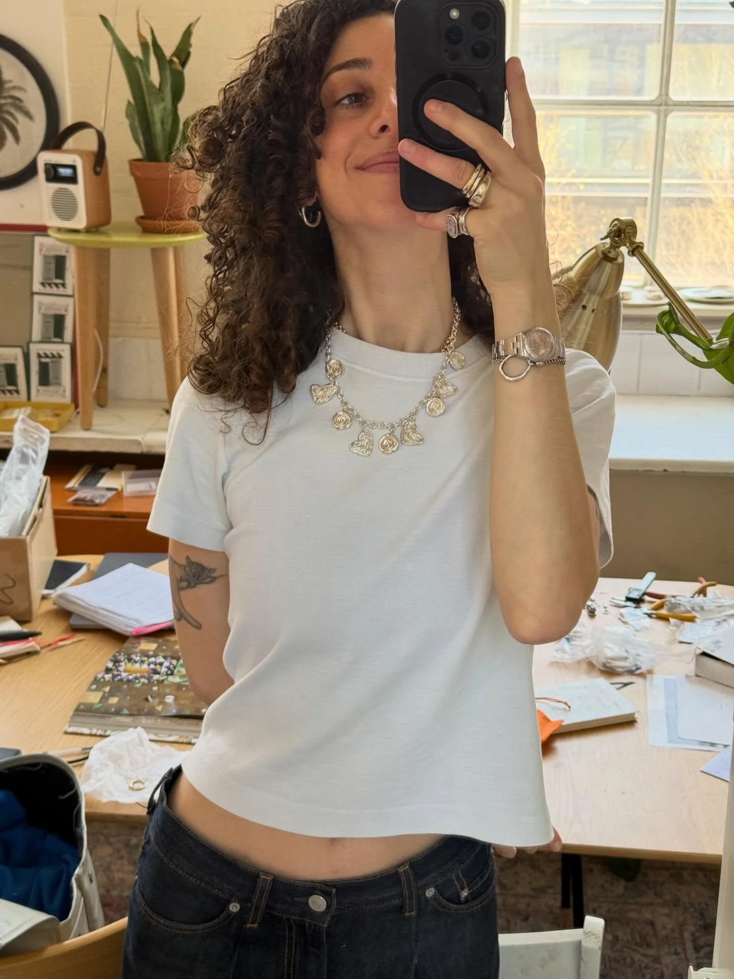 A bit of lovin for the playful Josephine Necklace ✨ Loosely influenced by Alexander Calders playful wire sculptures of Josephine Baker 🌟