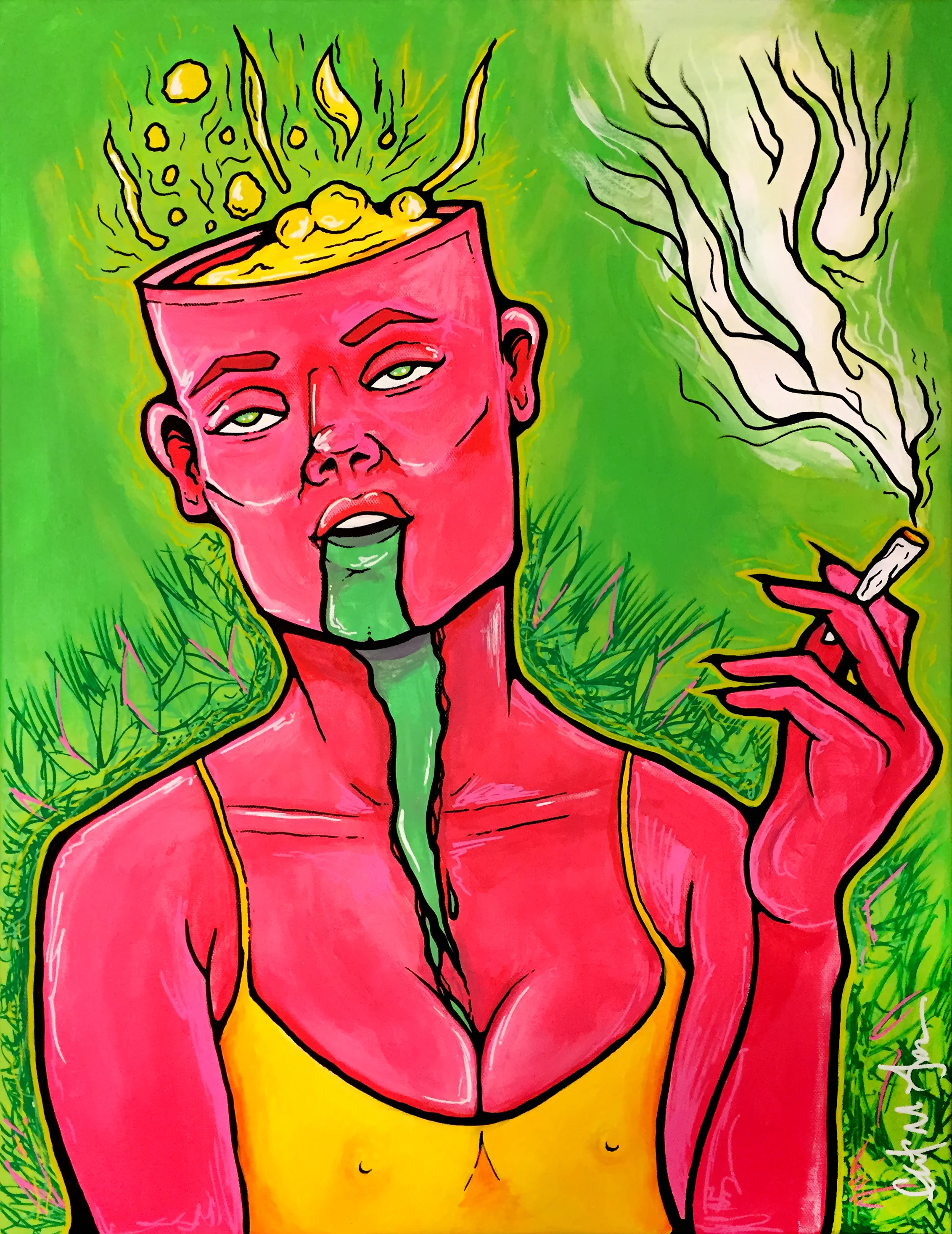 420 This was a birthday present for my friend Jacob, whose date of birth is April 20. Fitting, eh? 16" x 20" acrylic on canvas. 2016.