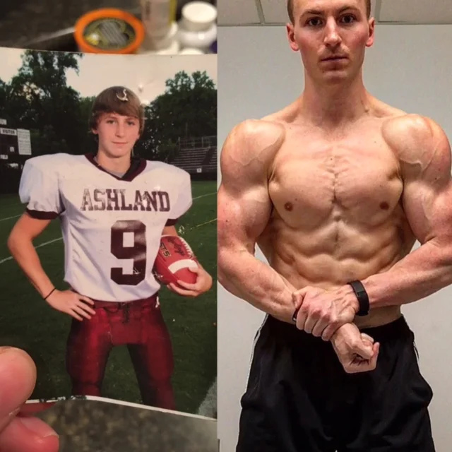 Freshman year of high school (2009) to senior year of college (2016), a week out from winning my pro card as a natural bodybuilder. Patience. 