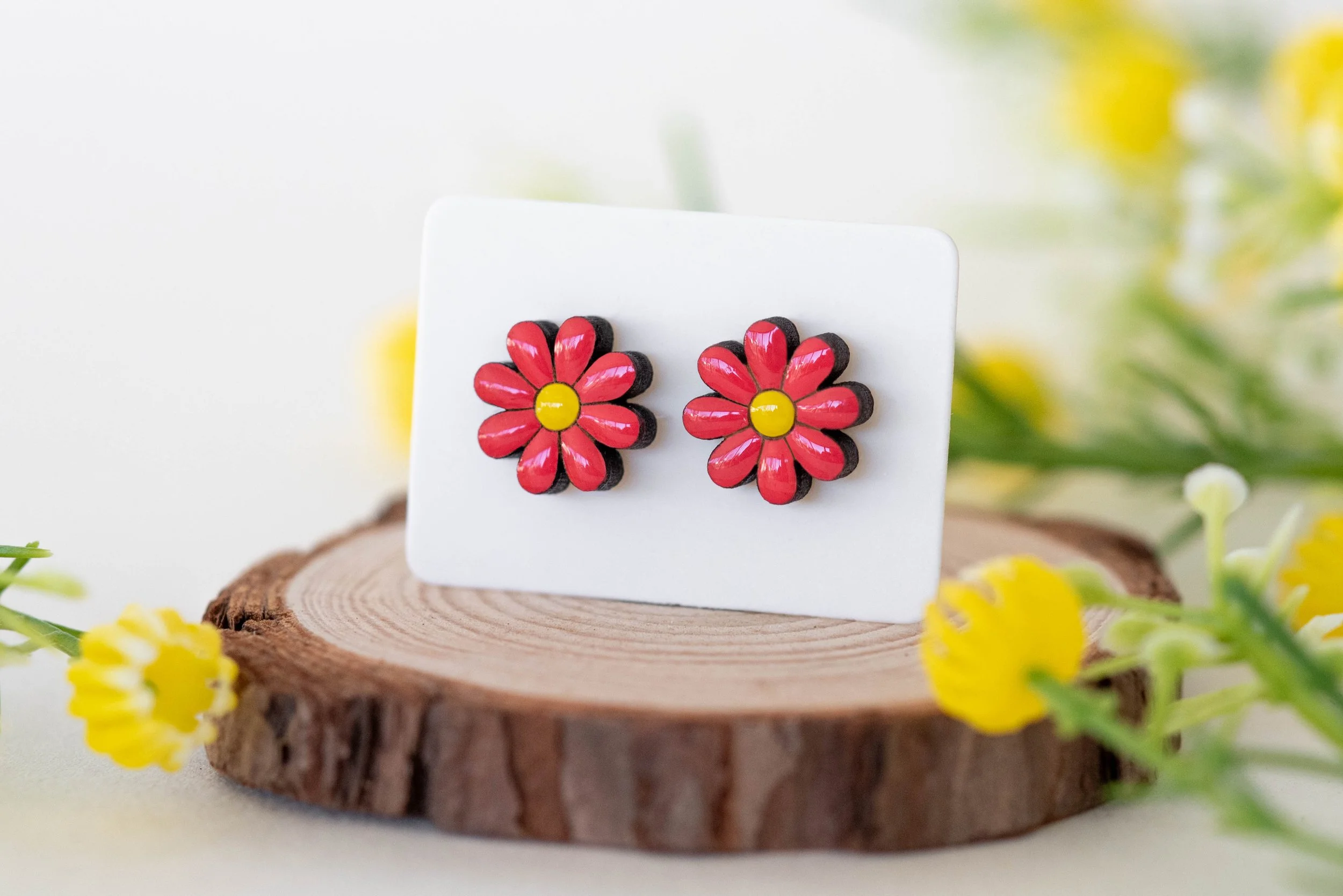 Cerise Flower Stud Earrings 3.jpg