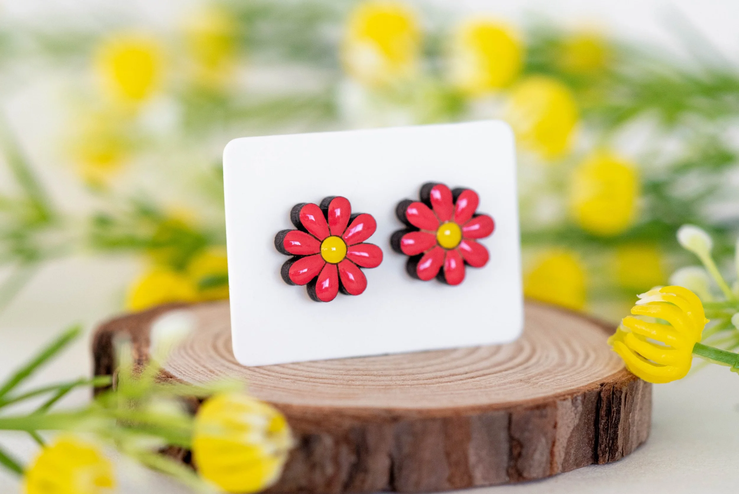 Cerise Flower Stud Earrings 2.jpg