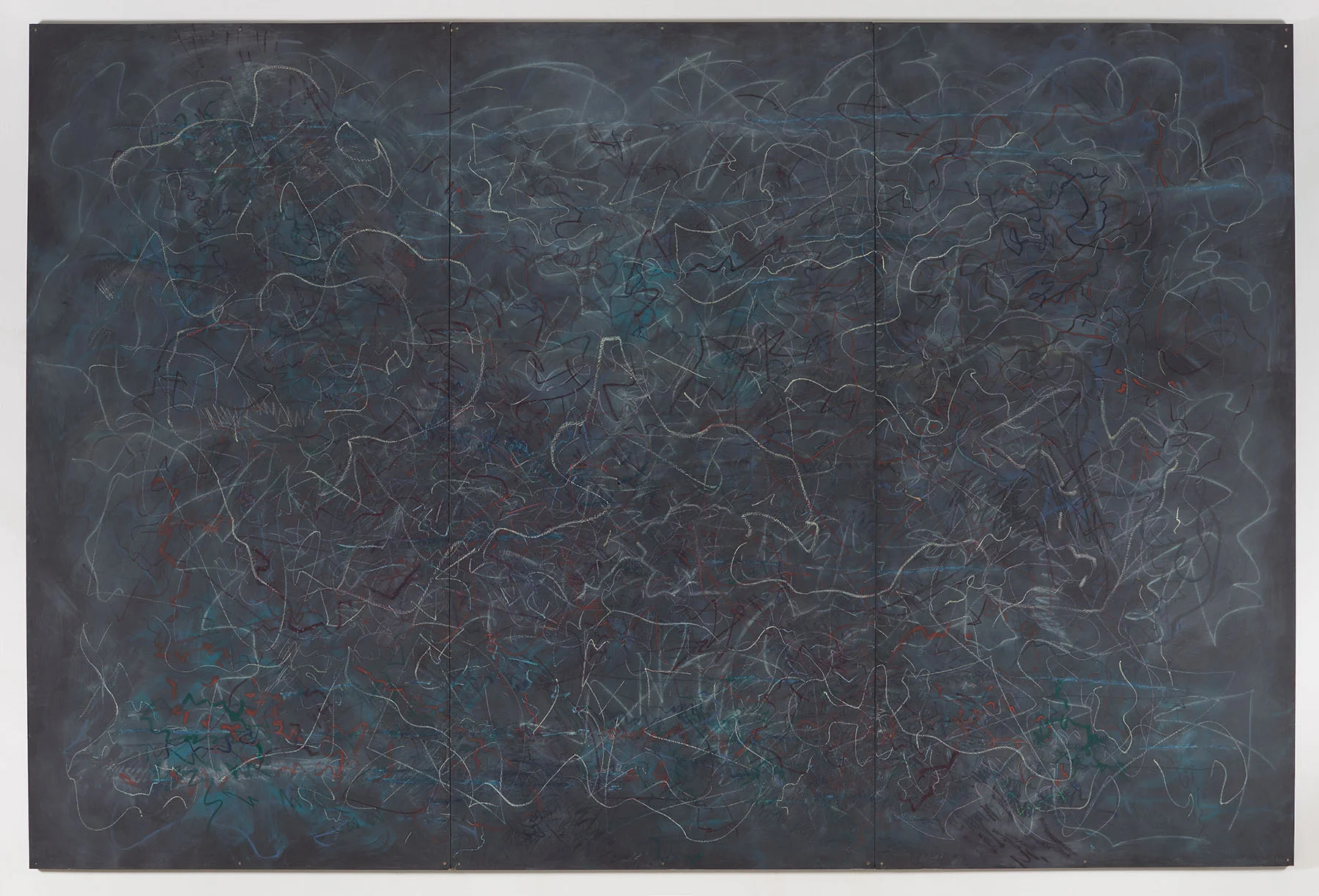   Meander,  1980 oil pastel, pastel, graphite on masonite treated with slate paint 96 x 144 inches  