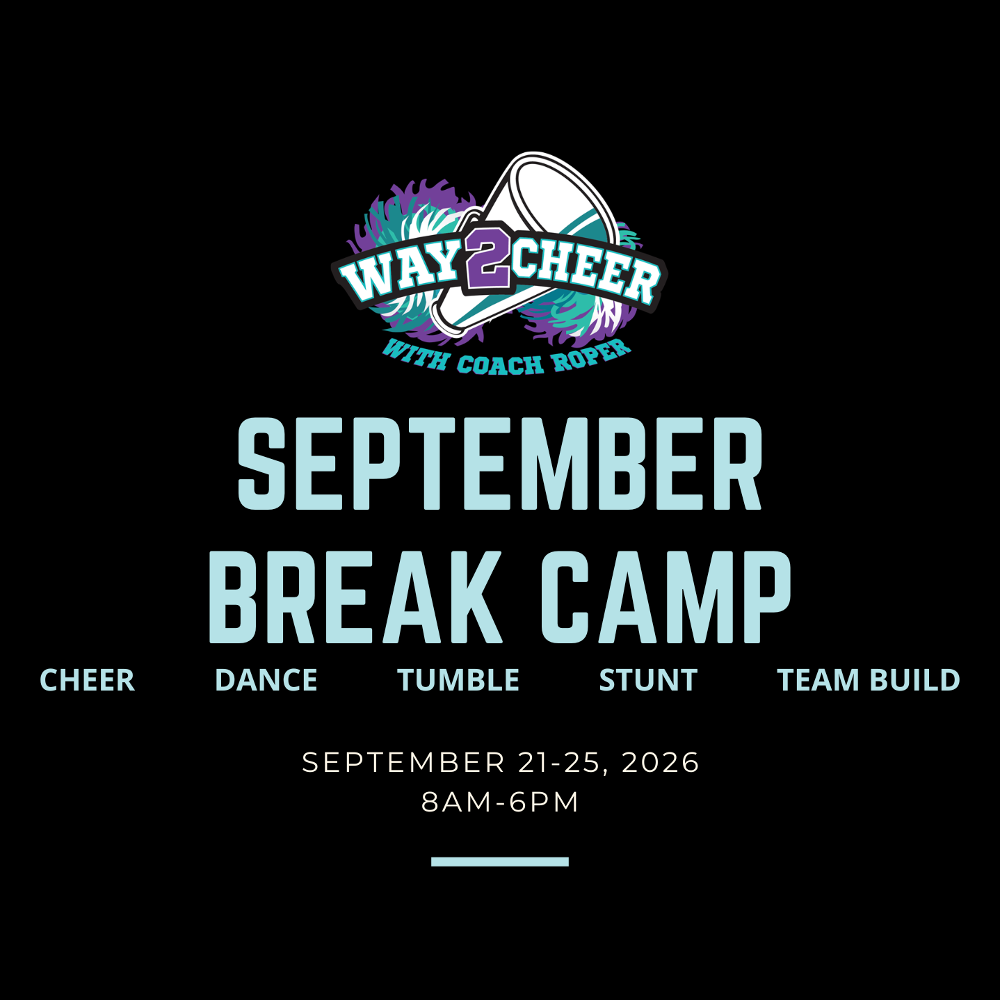 Way2Cheer September Break Camp (September 21–25, 2026)