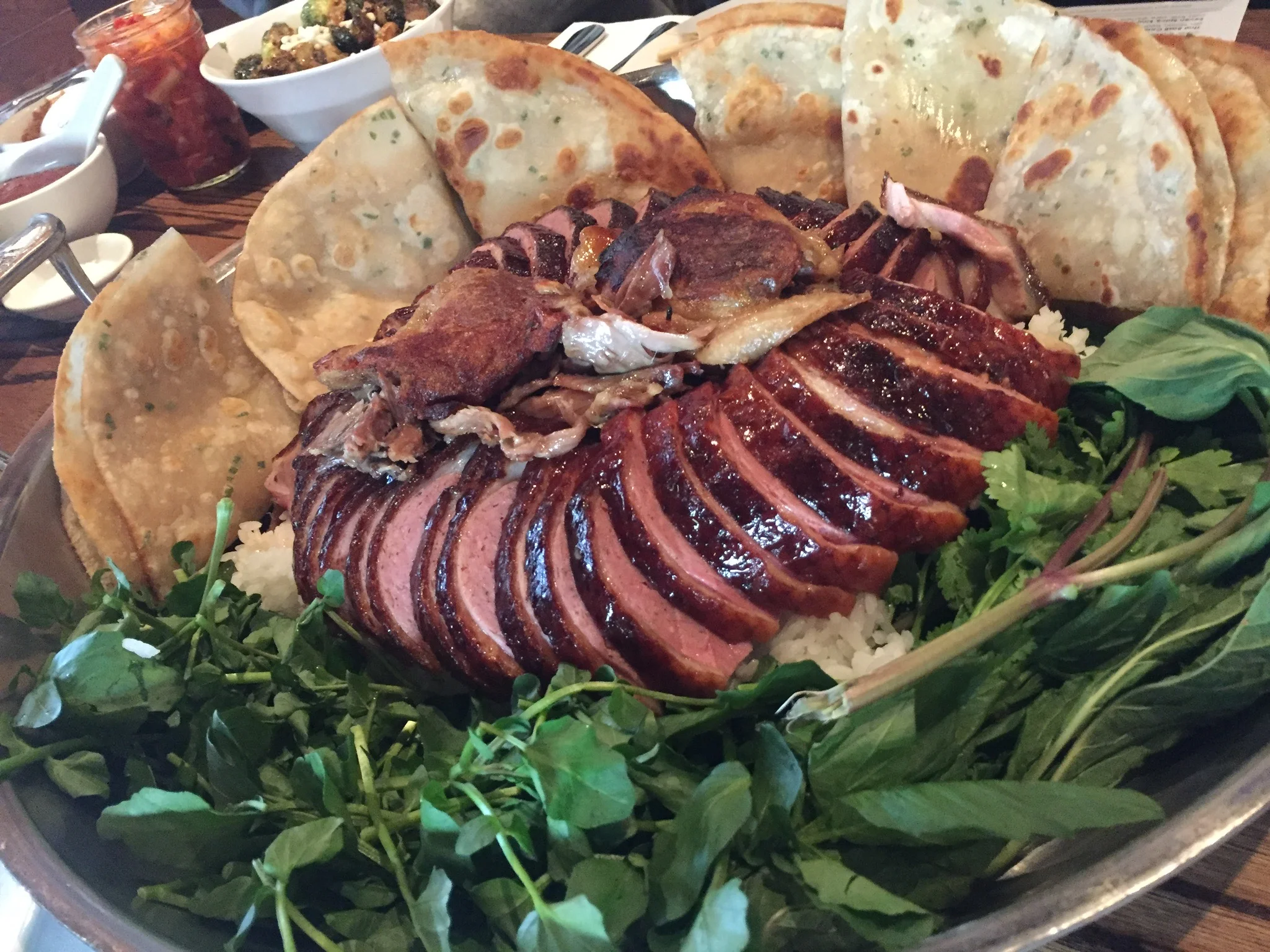 The famous duck platter at Momofuku Ssam