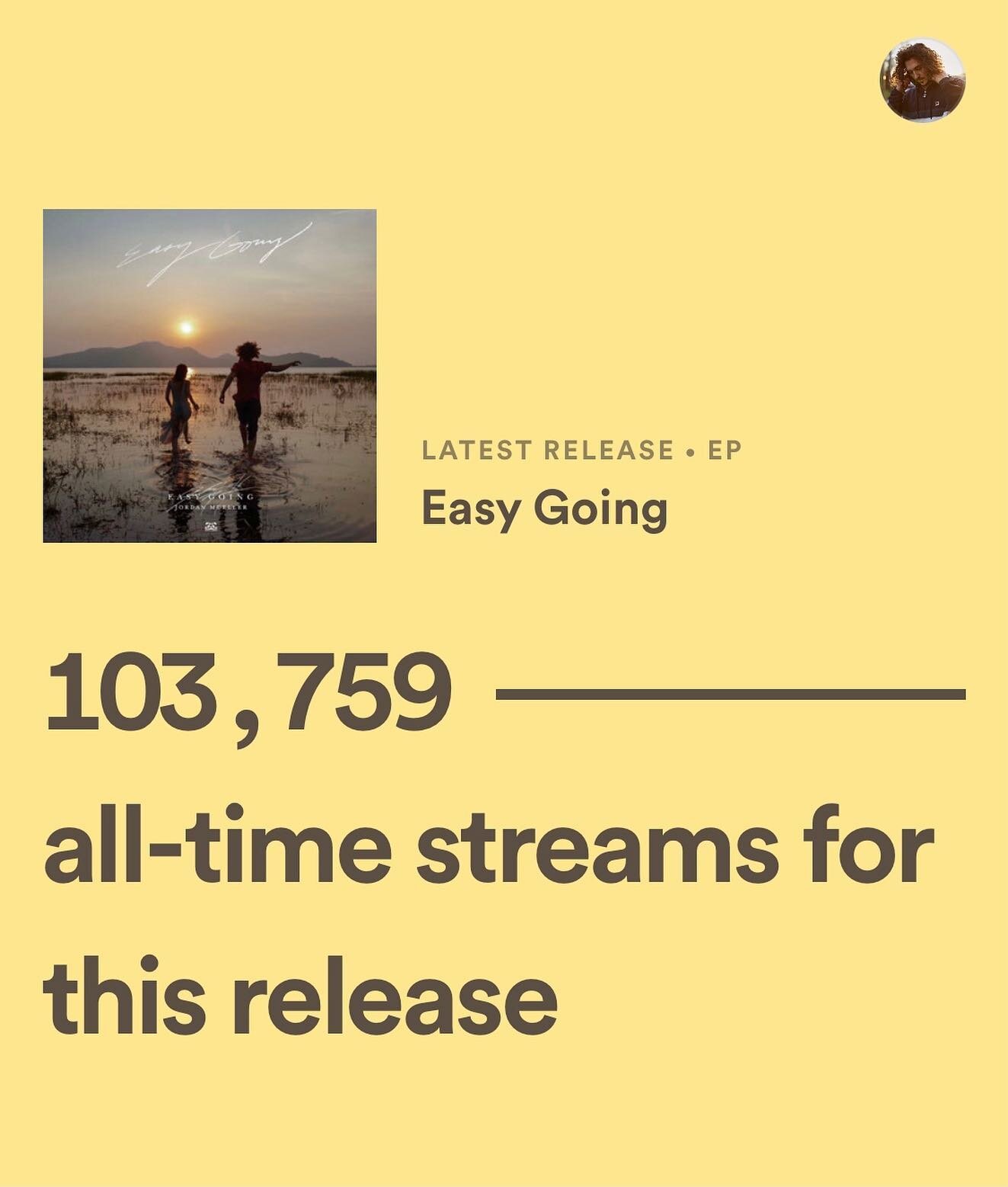 100,000+ streams on the Easy Going EP @spotify 

Appreciate everyone that has listened thru the EP so far and shared it with friends and family. 

Let&rsquo;s keep it going! 🎧🙏🏼🌅
{link in bi&oslash;}