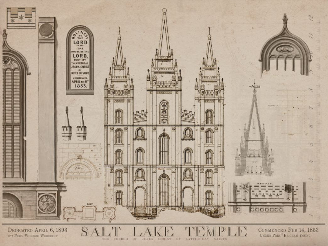 1853 Salt Lake Temple Blueprints - Latter-day Saint Art Collection