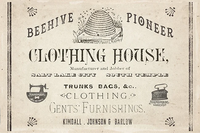 Pioneer Beehive Clothing House Vintage Art Lds Br