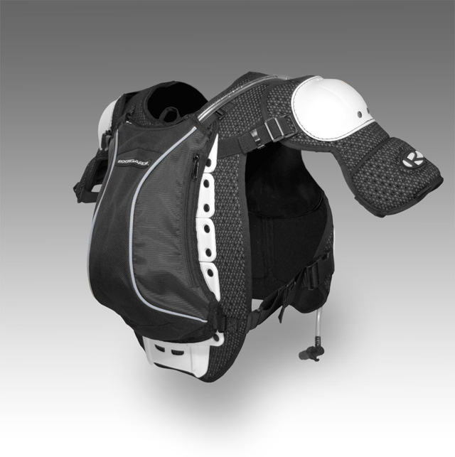 Integrated hydration pack mounted to Flak Vest
