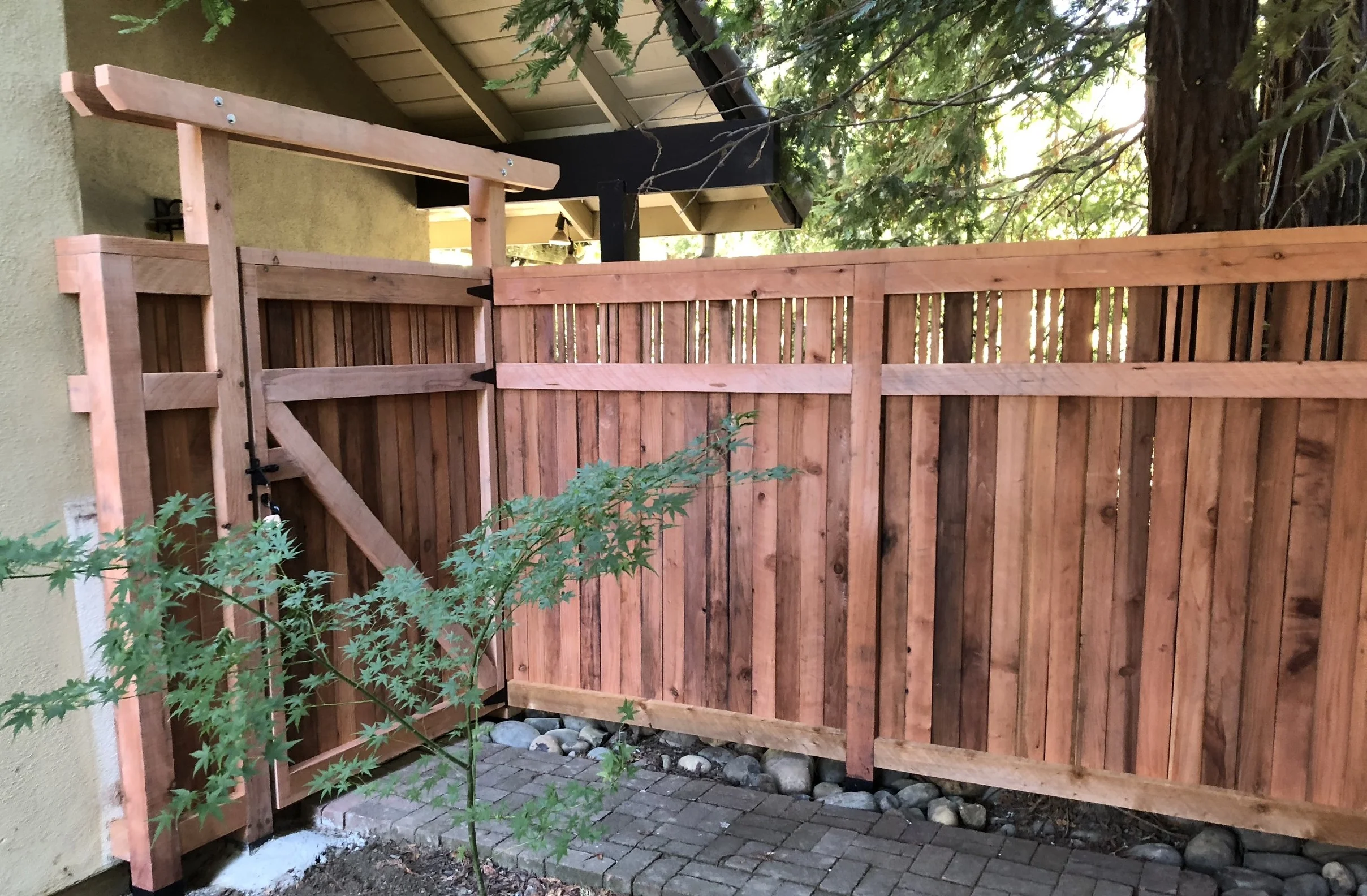  Custom redwood fence and gate. 