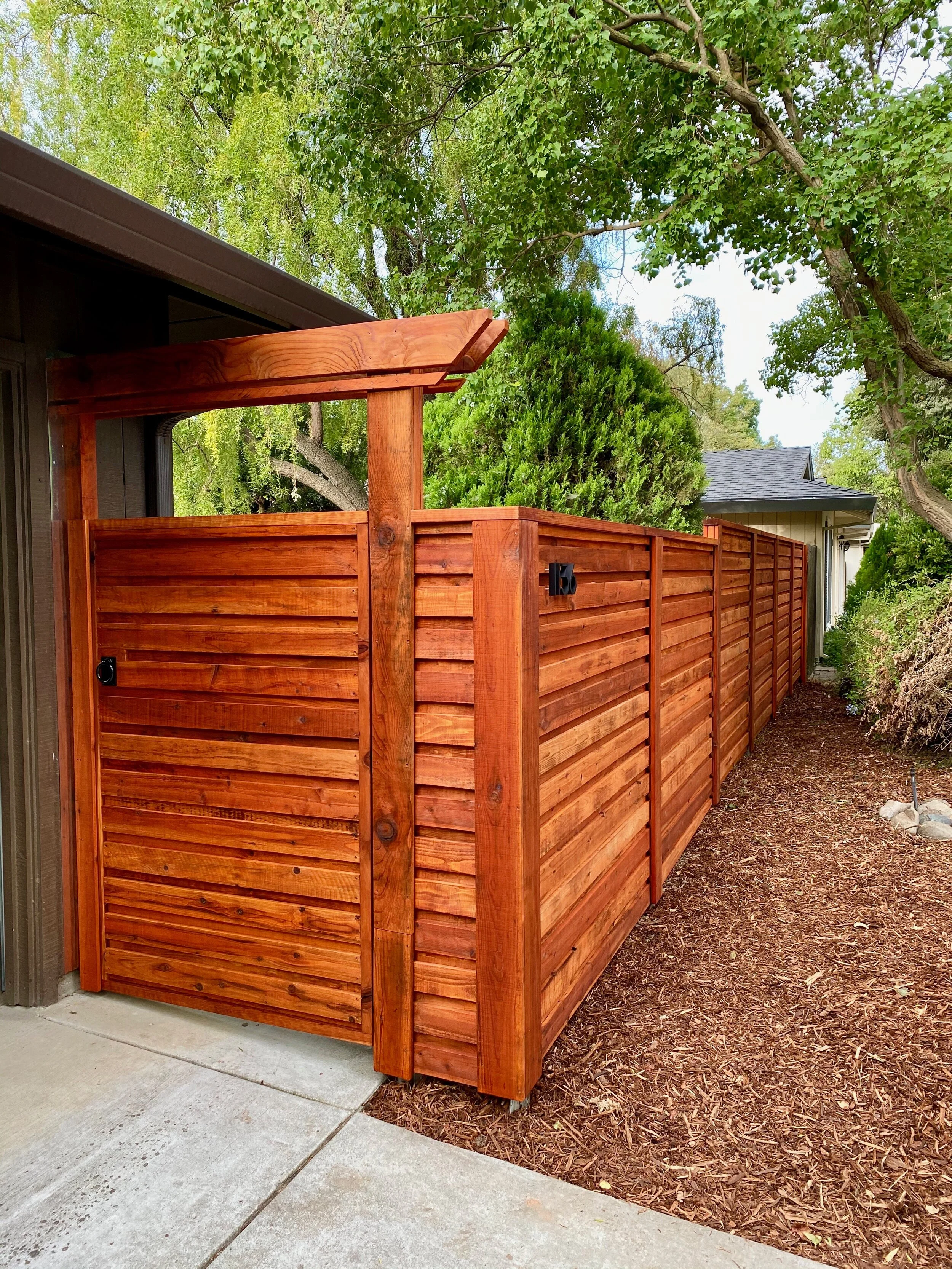 Custom redwood fence and gate 