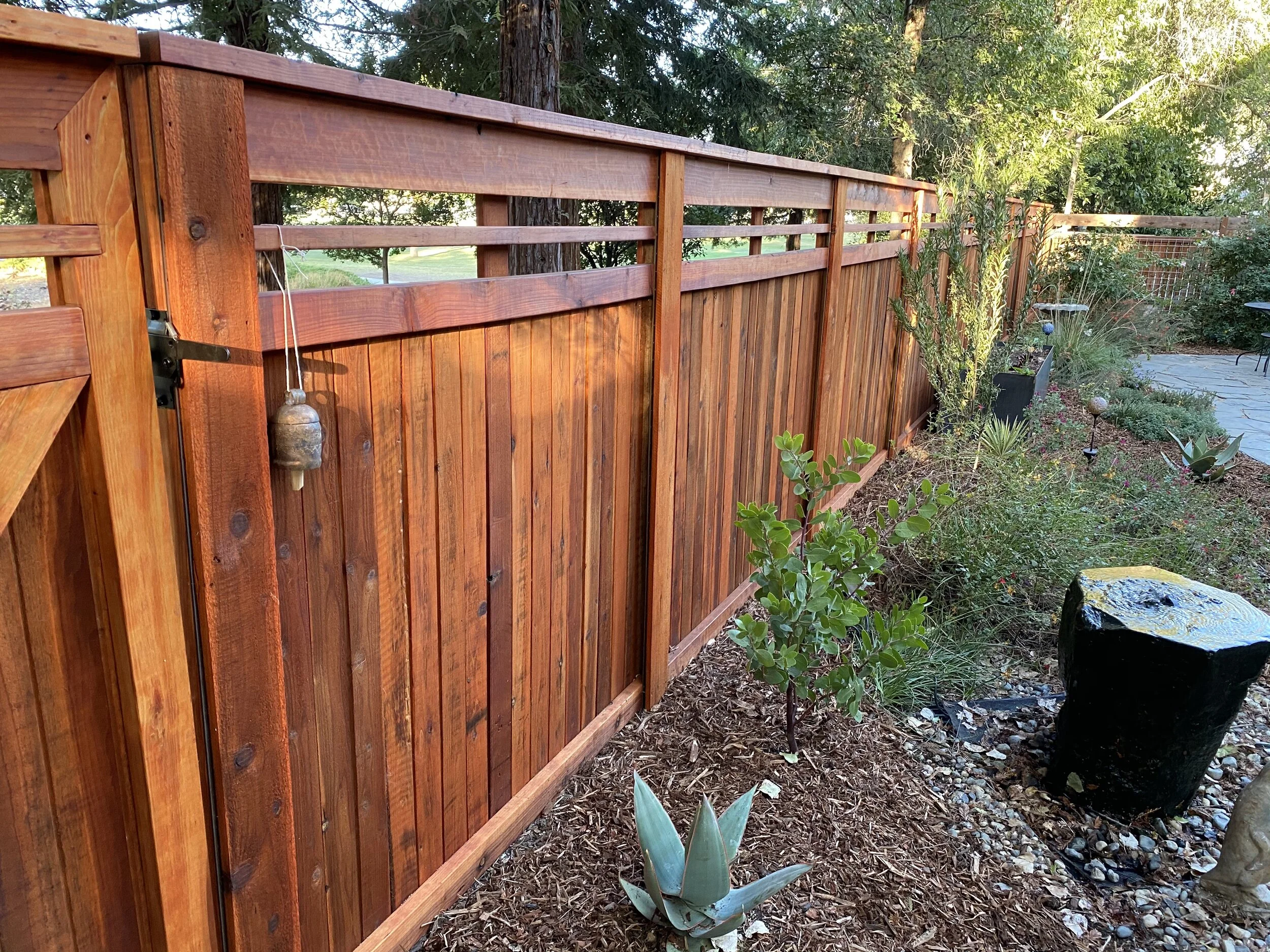  Custom redwood fence and gate. 