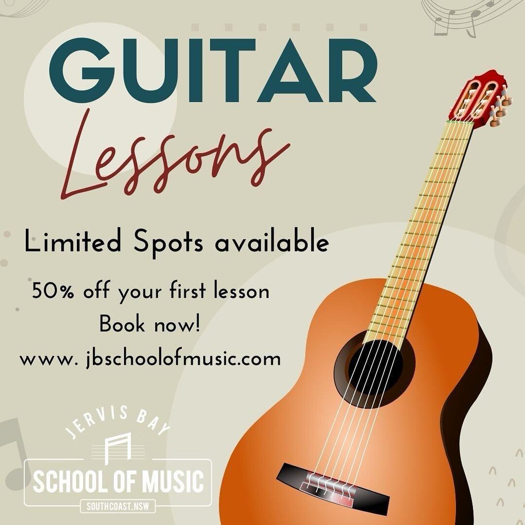 Limited spots available for Guitar lessons! 🎸We offer a 50% discount on your first lesson so head over to our website www.jbschoolofmusic.com and book in now. 🎶✨