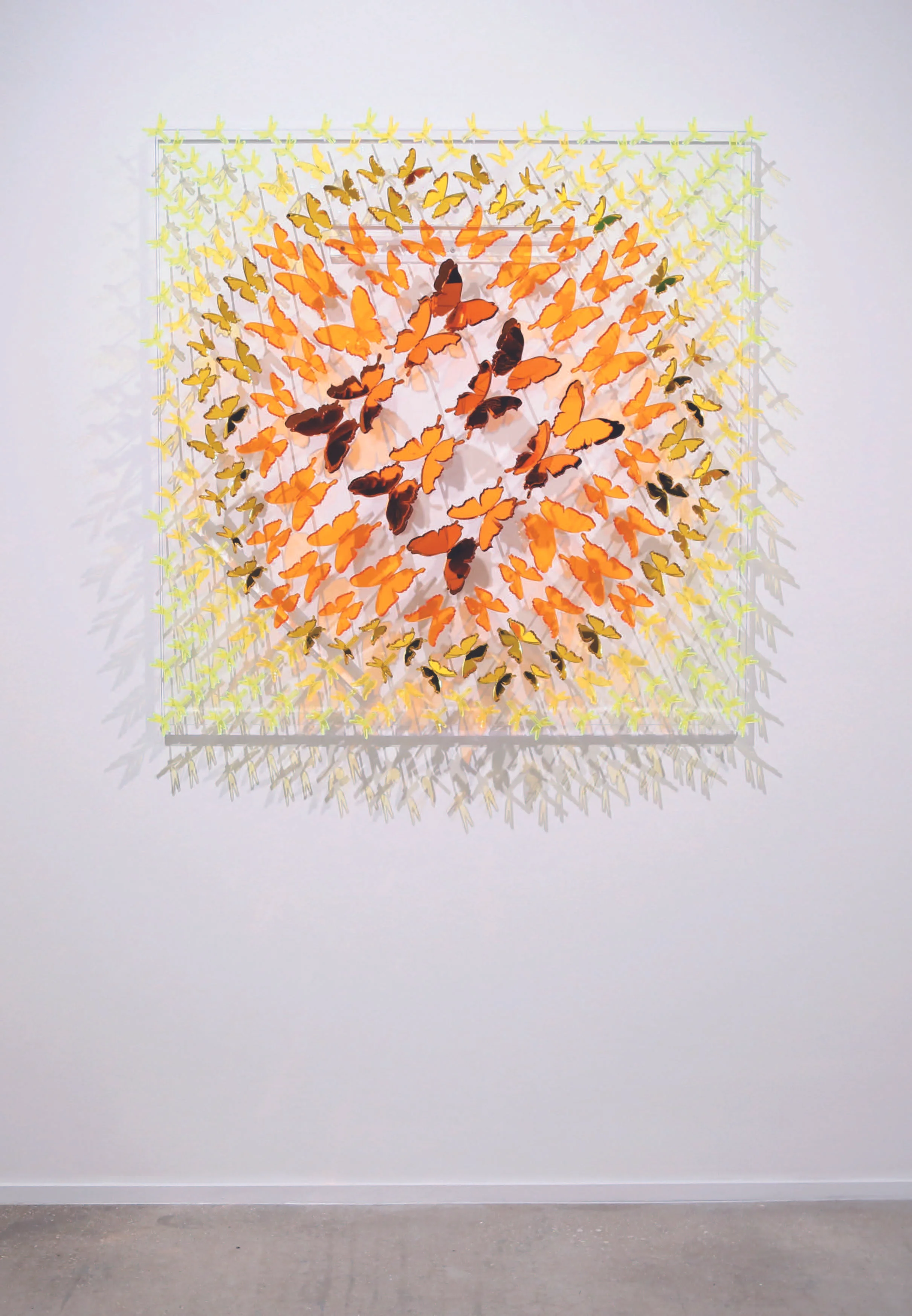 Super Natural - 2018 square 48 x 48 x 9 inches diamond 63 x 63 x 9 inches transparent, solid, and mirrored acrylic on hand polished acrylic base Price upon request